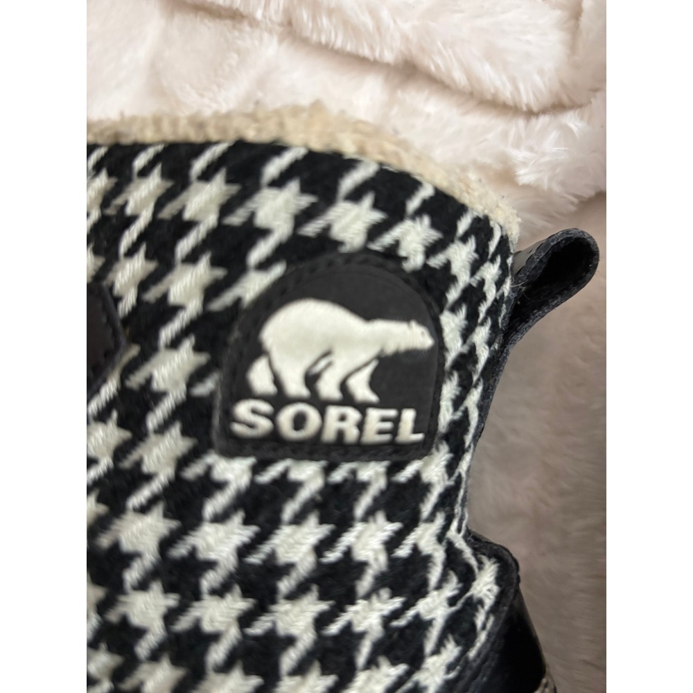 Sorel Winter Carnival Waterproof Houndstooth Duck Boots Black White Womens - Picture 5 of 10
